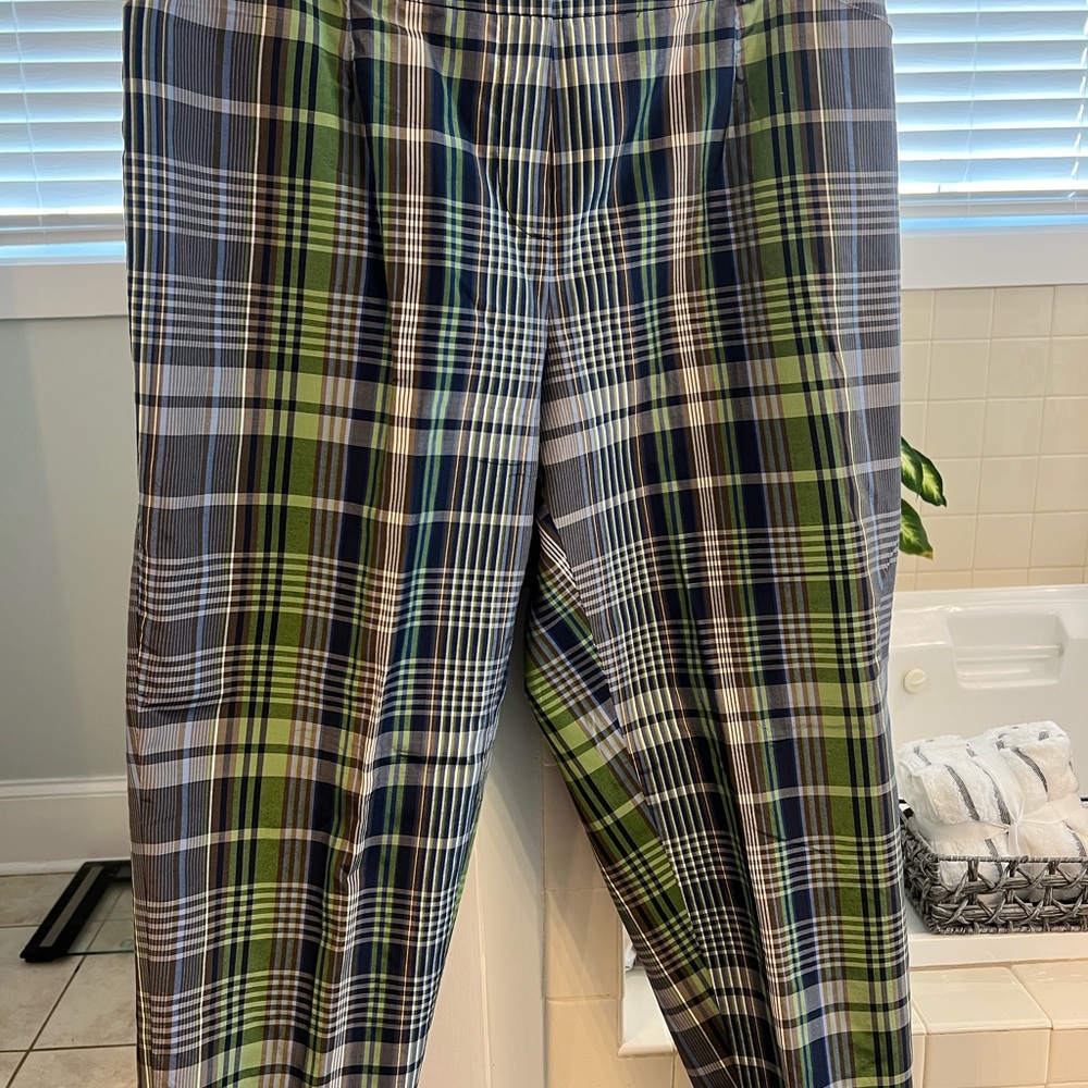 Talbots Women’s Plaid Green, Blue, and White